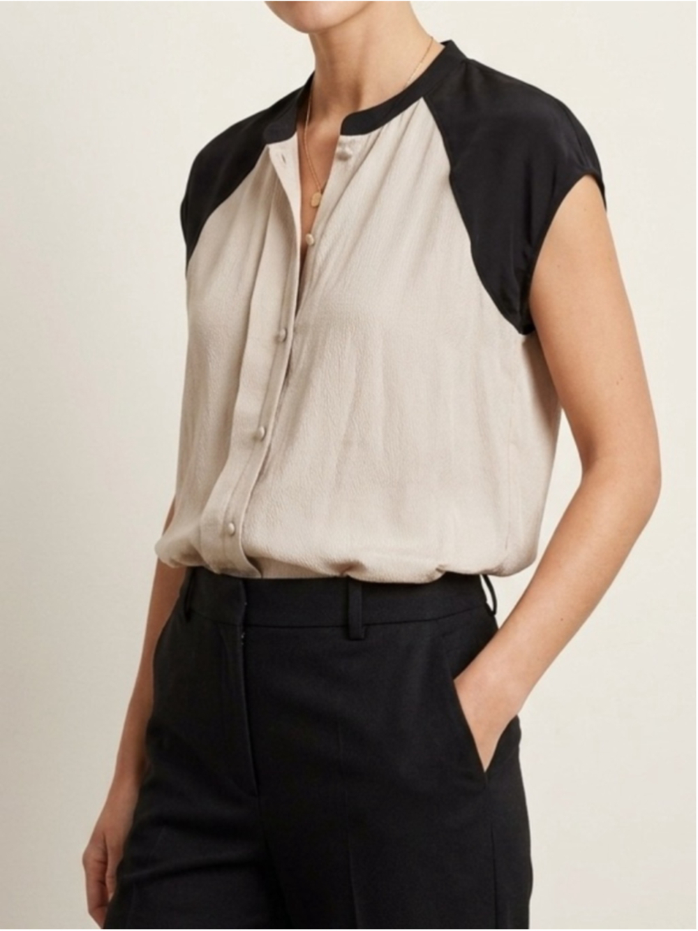 Day Birger Et Mikkelsen Silk Blouse top Size EU 36 Small Black Beige